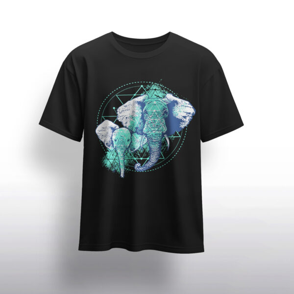 Cute Elephant Printed Black T-Shirt